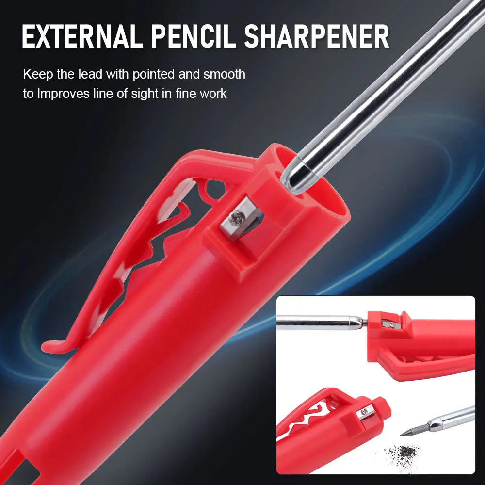 Creative 54mm Long Head Carpenters Mechanical Pencil With 1 Box Lead,2.8mm Deep Hole Woodworking Marking Pencil Drawing Tool