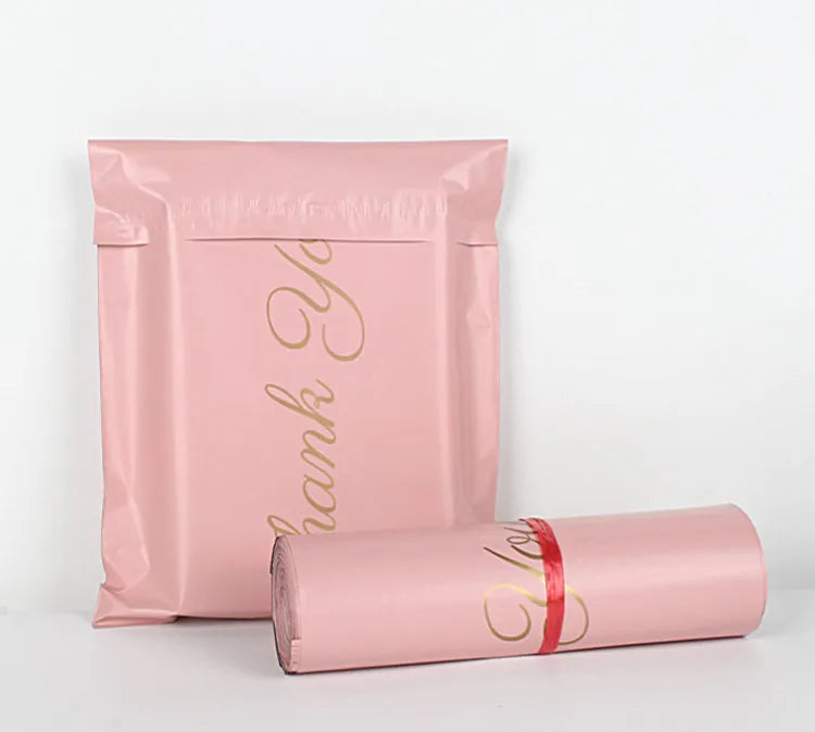 100PCS Baby Pink Poly Mailer Adhesive Envelope Thank You Bag DIY T-shirt Bra Gifts Shoes Box Express Shipping Packaging Pouches