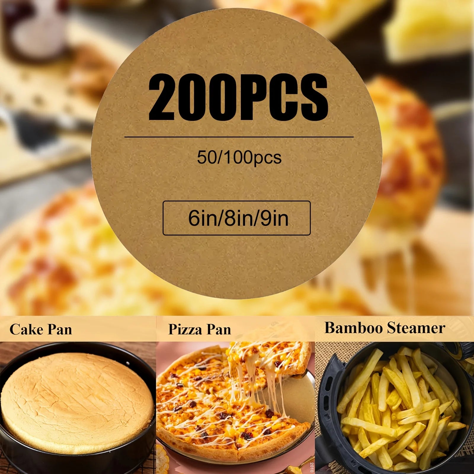 100pcs Round Parchment Papers (6''/8''/9'')  Non-Stick Precut Cake Pan Parchment Liners, For Baking Steaming Air Fryer
