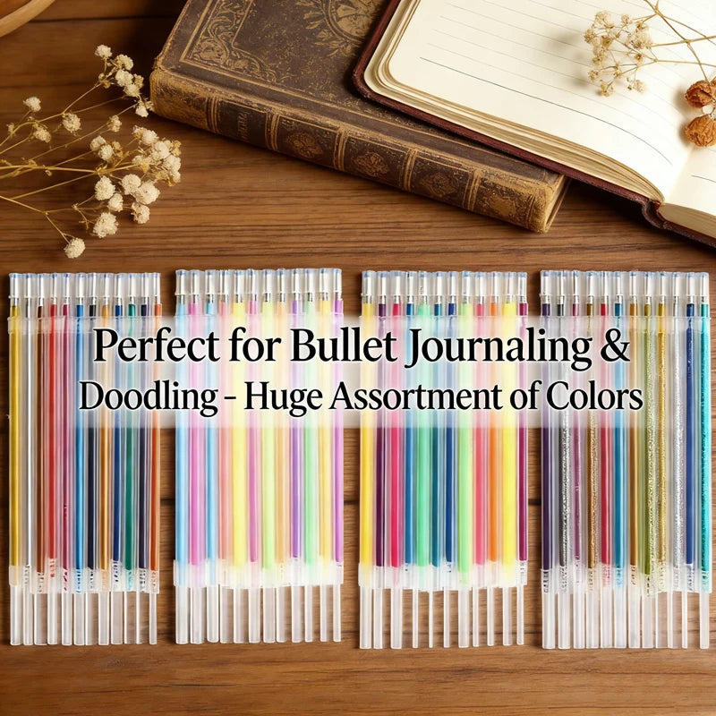 12-100pcs Glitter Pen Refills Set Flash Multicolor Gel Pen Refill Core DIY Art Writing Painting Graffiti Pen Refills Supplies