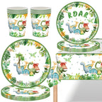 Cartoon Dinosaur Birthday Disposable Tableware Paper Plates Cups Napkin Tablecloth Dinosaur Roar Theme Birthday Party Decoration