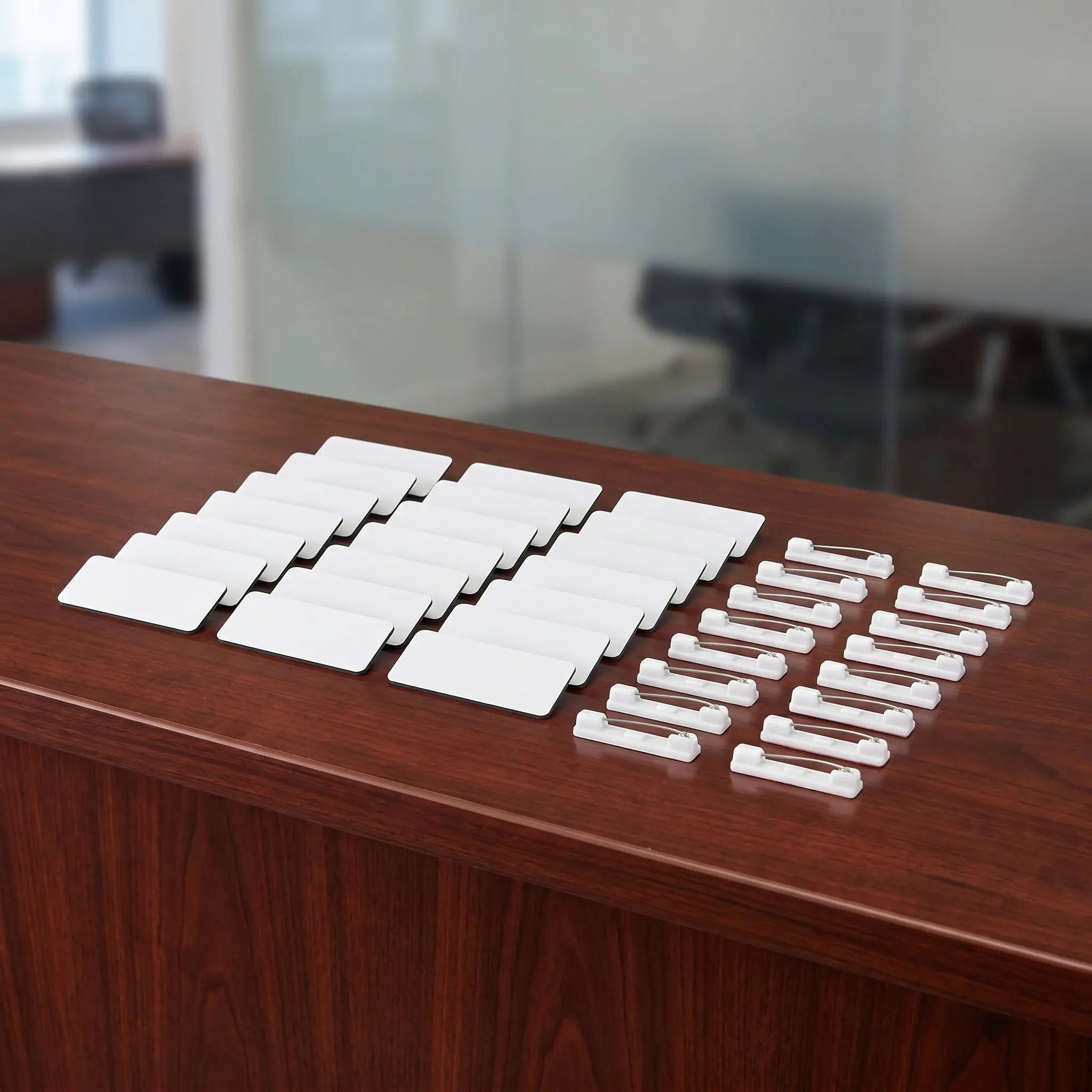24Sets Blank Name Tags Pin Employee Id Badges 3x1.5 Office DIY Sublimation Work Uniform Identification Office Name Tags