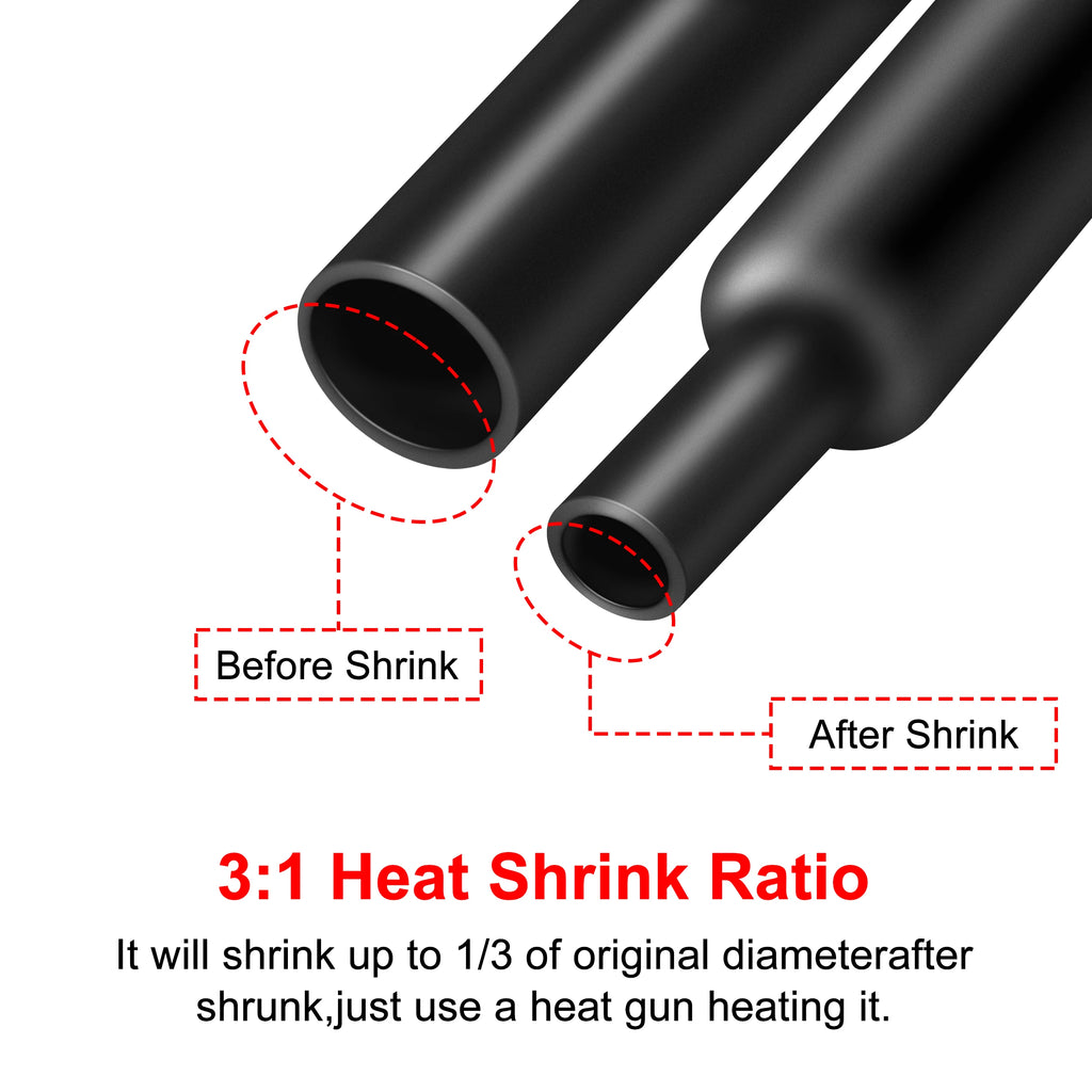 5 Meter 3:1 Waterproof Heat Shrink Tube Insulating Sleeve Wire Protection Dual Wall  Heat-shrinkable Sleeve With Glue Inside