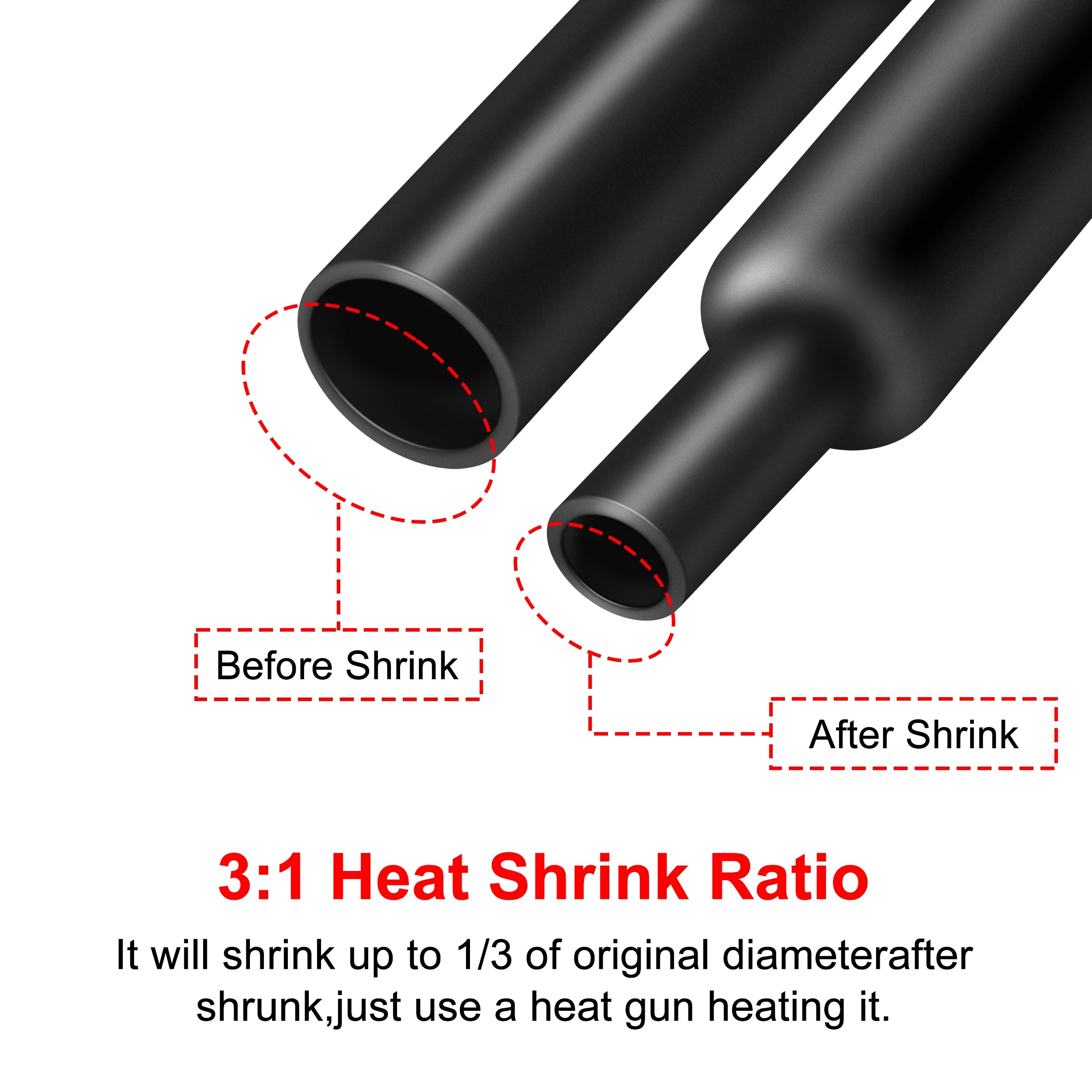 5 Meter 3:1 Waterproof Heat Shrink Tube Insulating Sleeve Wire Protection Dual Wall  Heat-shrinkable Sleeve With Glue Inside