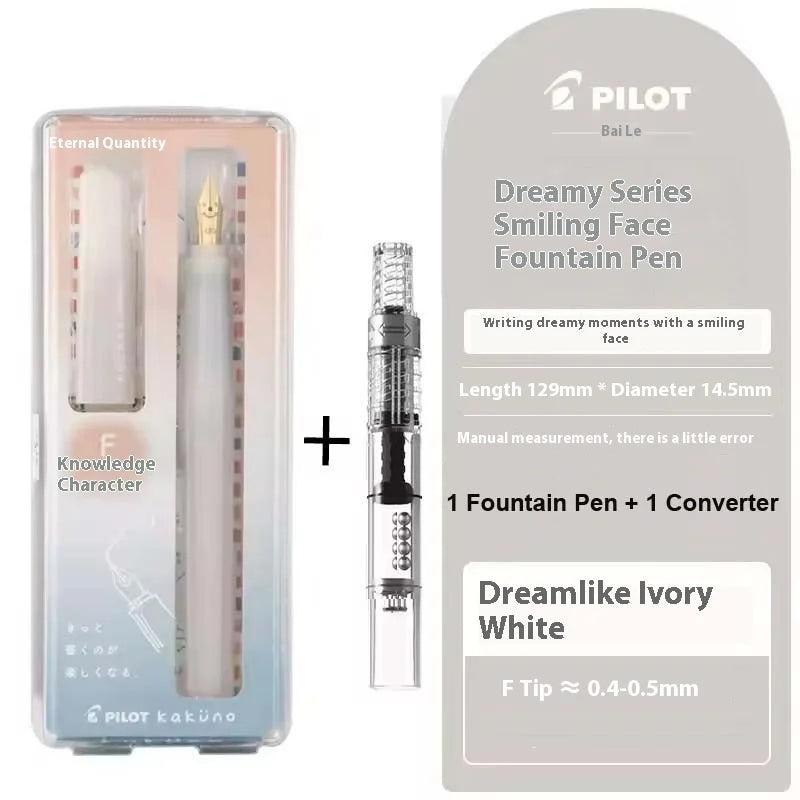 Japan Pilot Kakuno Madoromi Dreamy Fountain Pen Smiley Face Design,Soft Comfort Grip,Instagrammable Aesthetic for Kids&Beginners
