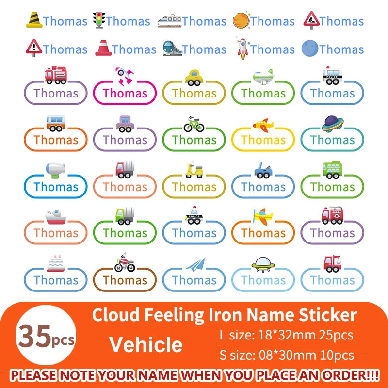 Multi Style Personalized Embroidery Name Sticker Clothes Label Decals Washable Iron On Tags Children Uniform Stickers Custom