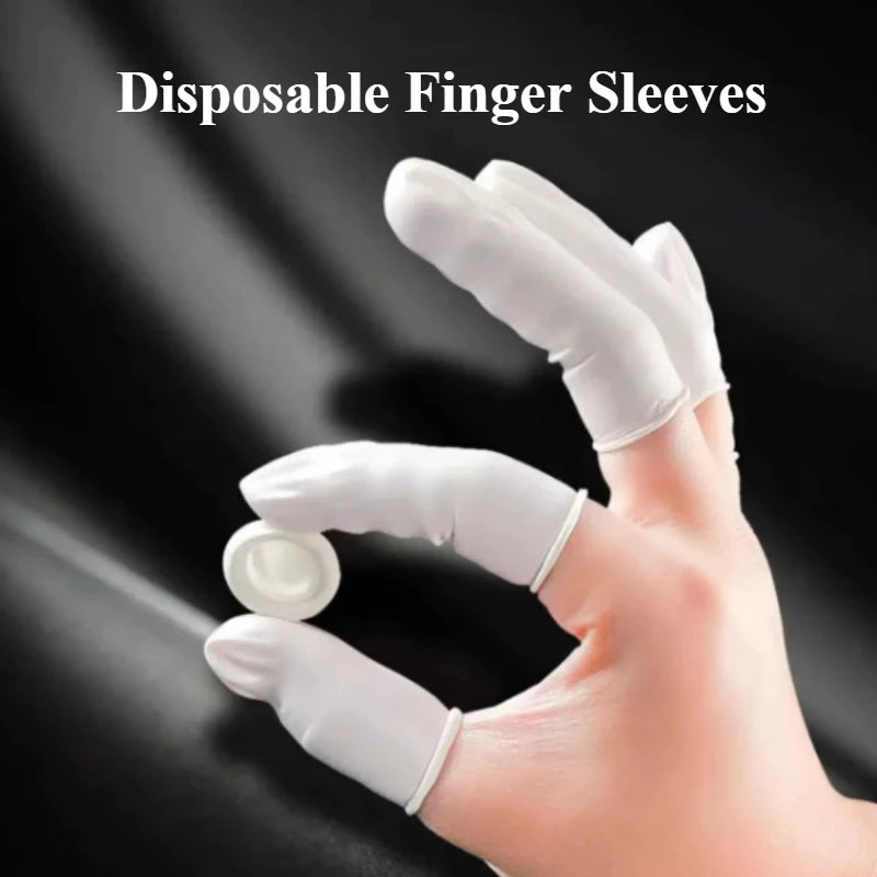 100/200pcs Disposable Finger Gloves One Size Fits All Anti-Slip and Anti-Static Latex Finger Gloves Fingertip Protection Gloves