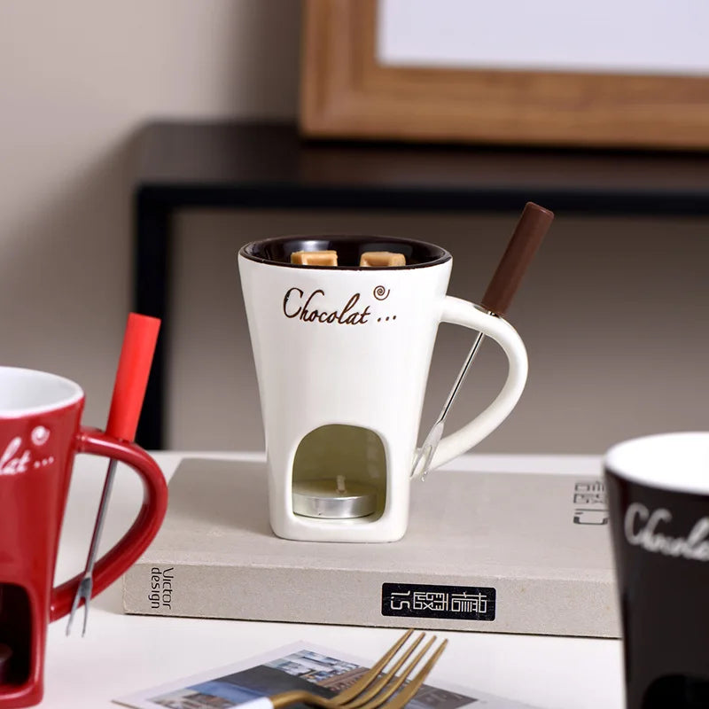 130ml Chocolate Fondue Mug Melting Cups Hot Pot Ceramic Melted Cups Butter Warmer Heating Tea Light Melt Pot for Candy Chocolate