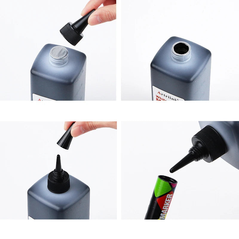 500ml Whiteboard Marker Refill Ink - Water-Based, Erasable & Eco-Friendly, Black Red Blue, High-Capacity for Classroom & Office