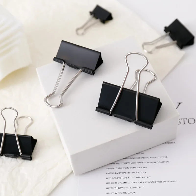 12Pcs/set Large Metal Binder Clips 32mm/ 41mm/ 51mm Notes Letter Paper Clip Office Stationery Supplies Binding Securing