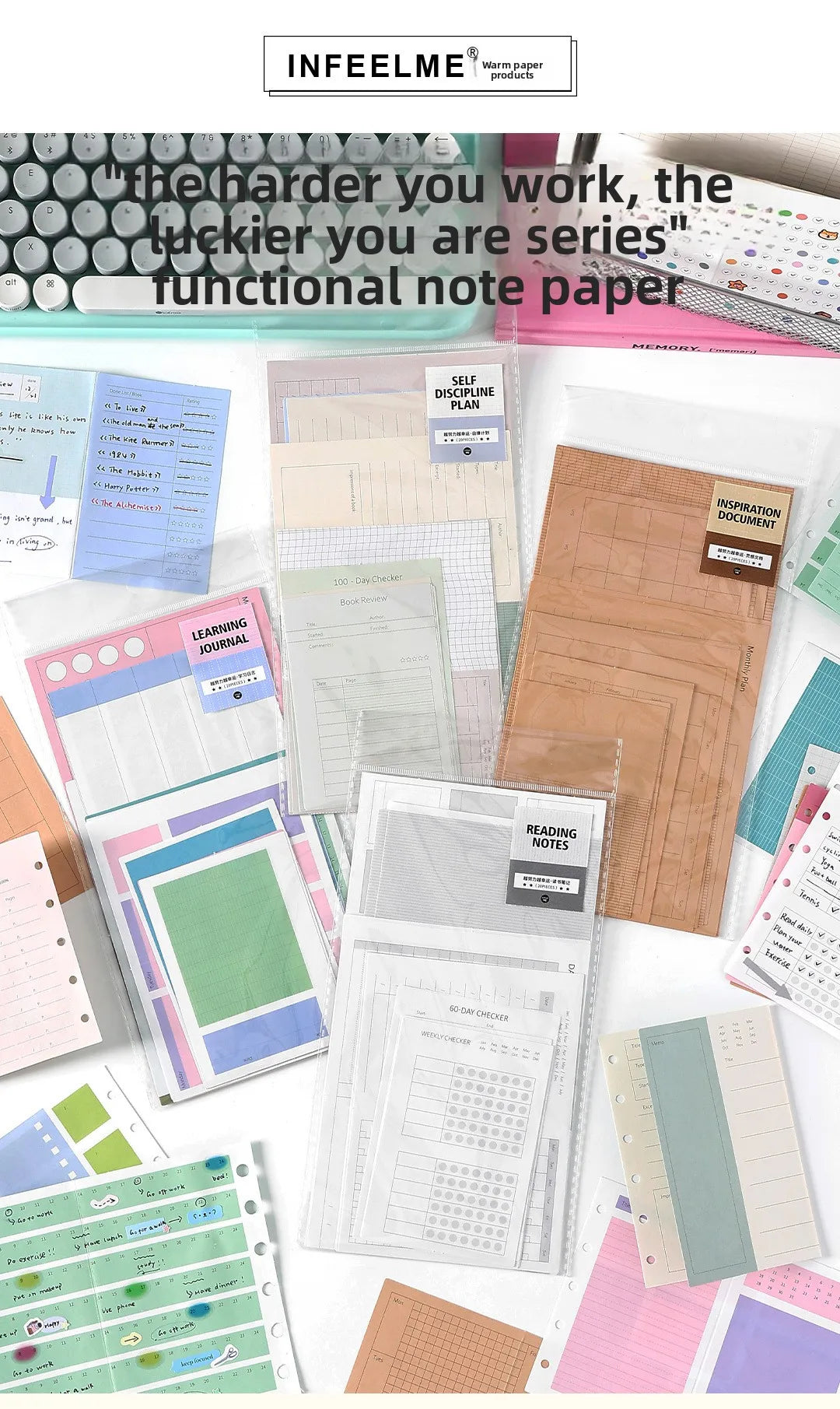 A7M5 Two Size 20Sheets Loose Leaf Inner Page Notebook Refill Spiral Weekly Monthly To Do Inside Paper Stationery