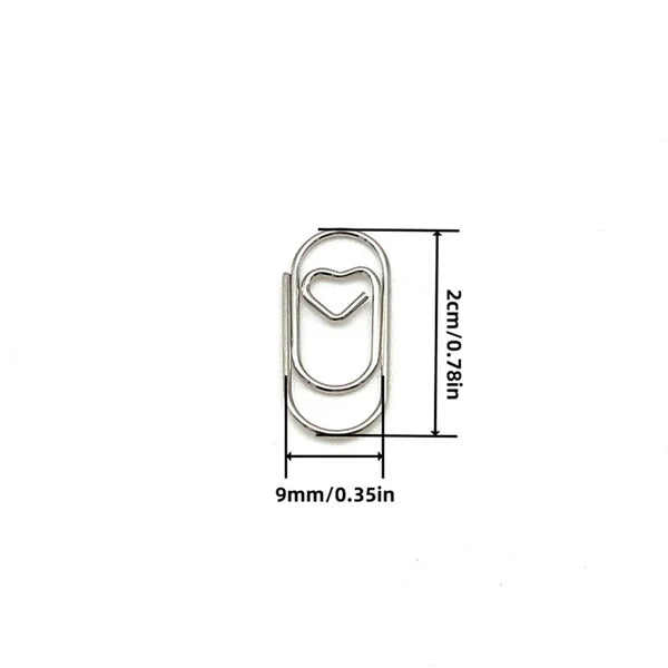 30pcs Silver Mini Heart Paper Clips Photo Cards Packing Materials Photo Clips Metal Paperclip Bookmark School Office Accessories
