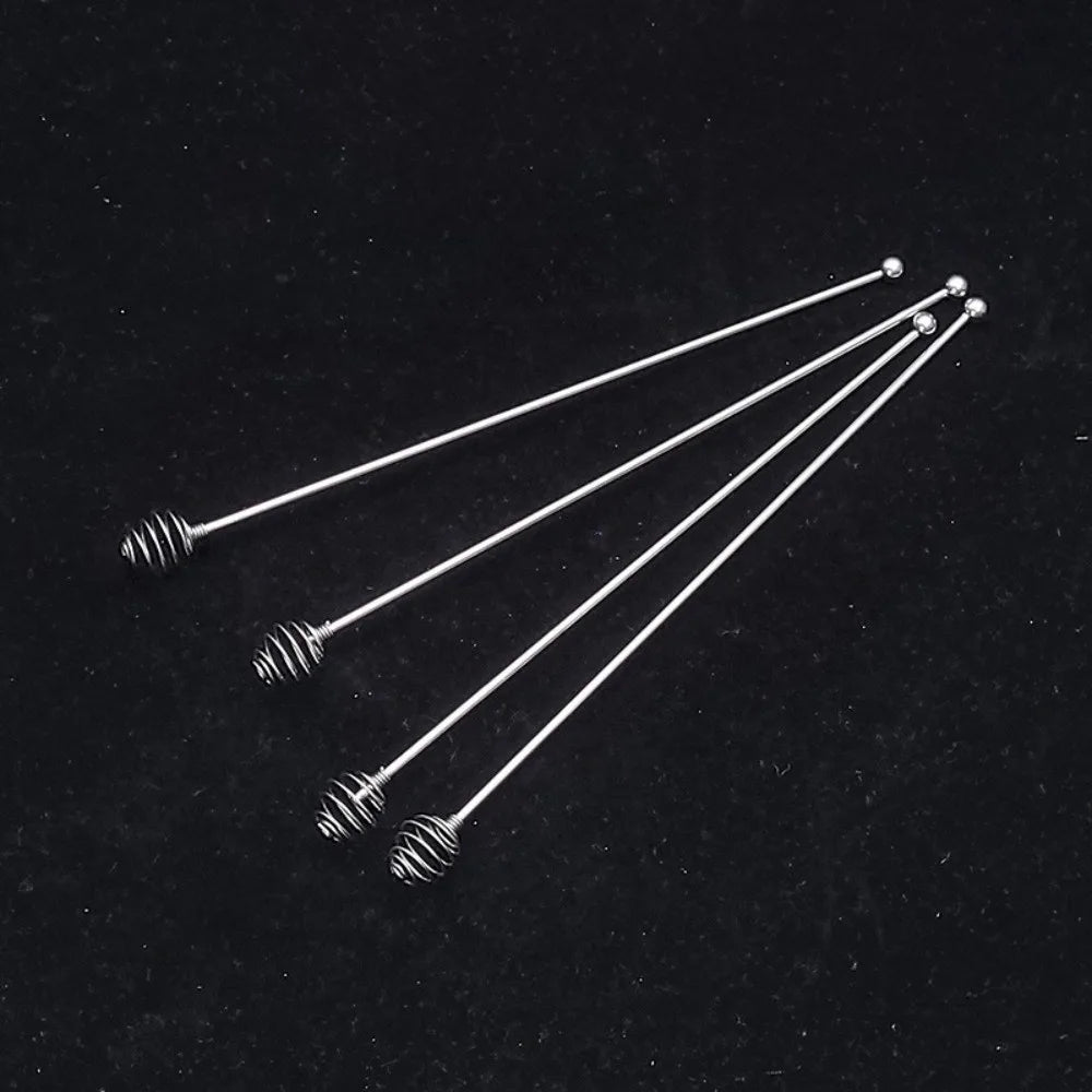 4pcs Mixing Spoon Reusable Coffee Stirrers Long Handle Multi-Function Drink Stirrers Silvery Decorative Stirring Rod Kitchen