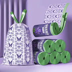 50pcs Large Capacity Lavender Drawstring Trash Bags with Handles for Kitchen, Bathroom, Bedroom & Living Room