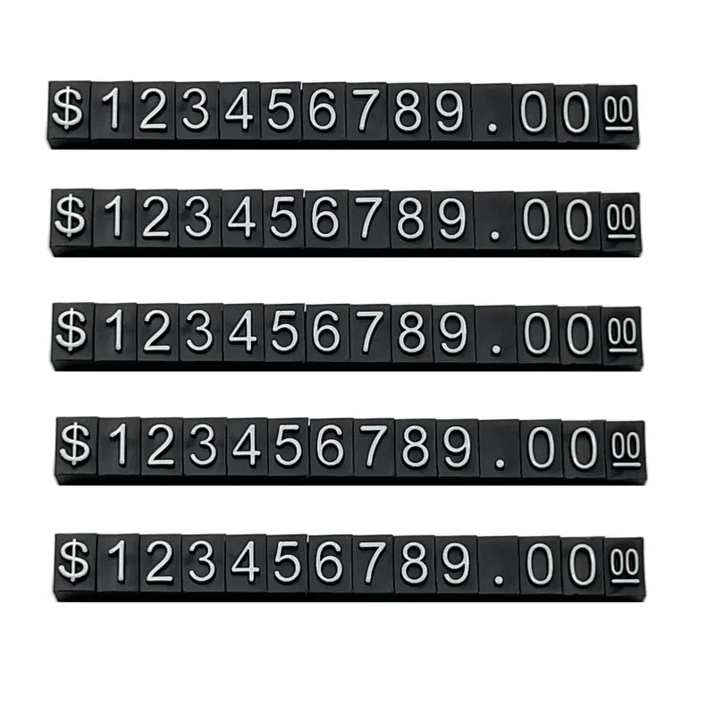 5 Sets Combined Price Tag Euro Dollar Number Digit Cubes Stick For Clothes Phone Laptop Jewelry Showcase Counter Price Display