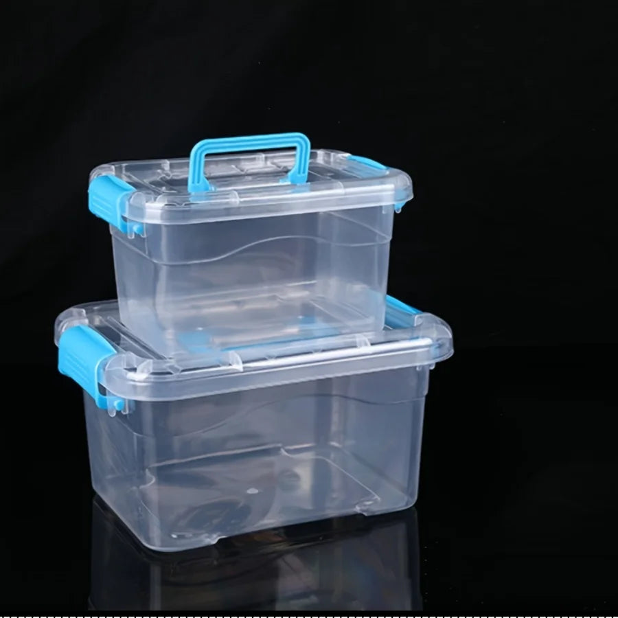 2pcs Large Group Box Plastic Storage Box Transparent Multifunctional Storage Box, Suitable for Desk, Clothing, Document Storage