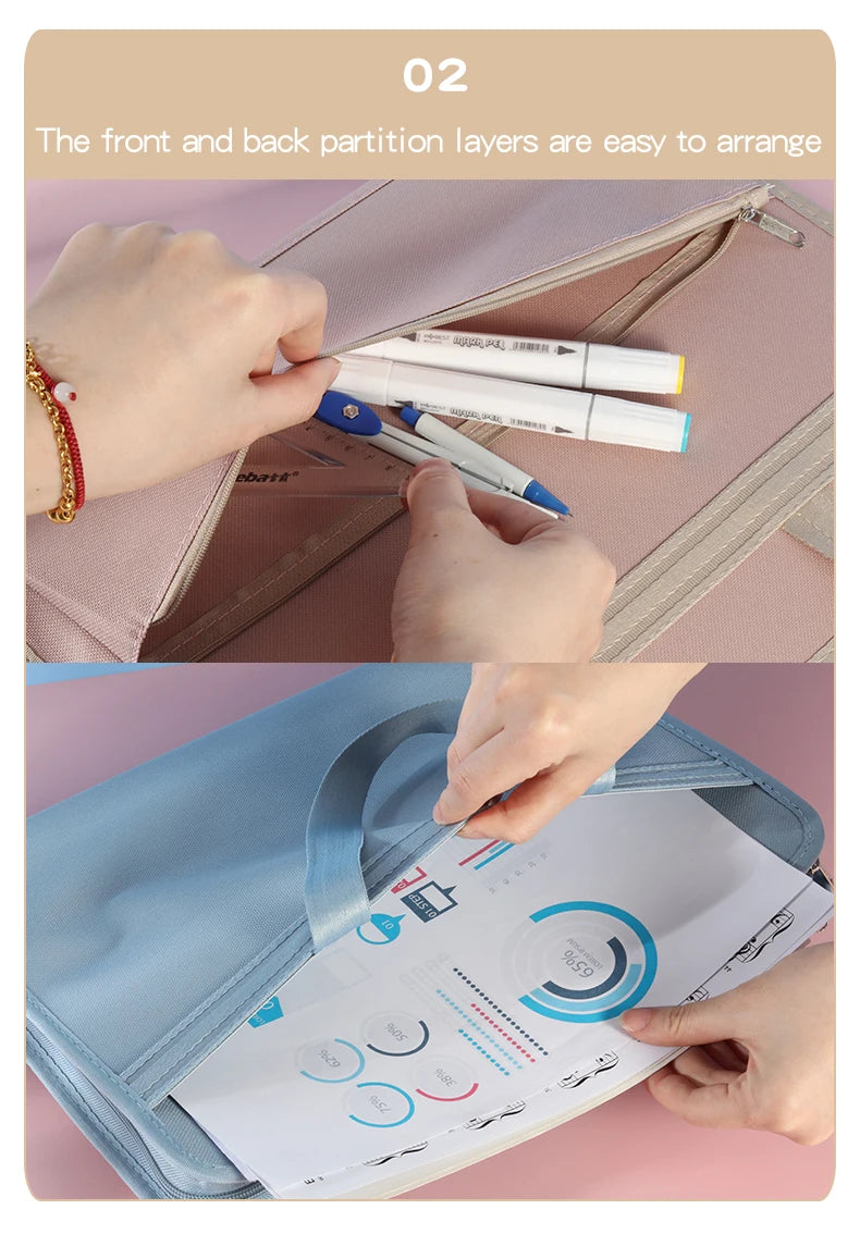 Portable Expanding File A4 Document Bag 13-layers Accordion File Organizer Paper Holder Oxford Fabric Paper Storage A4 File Bag
