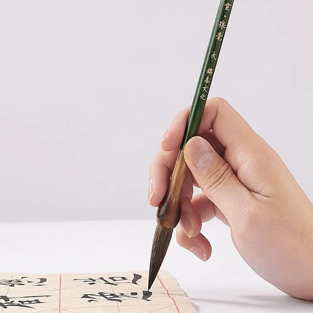 Traditional Chinese Calligraphy Brush Oil Painting Wolf Hair Scriptures Writing Brush Oil Watercolor Wood Art Paint Brush