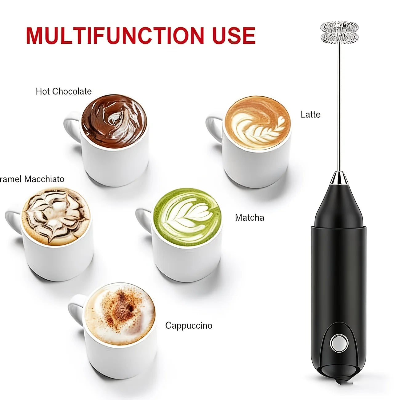 1/2sets Electric Handheld Egg Beater Coffee Milk Frother Portable Milk Foam Maker for Baking Food Mixer Essential Kitchen Tool