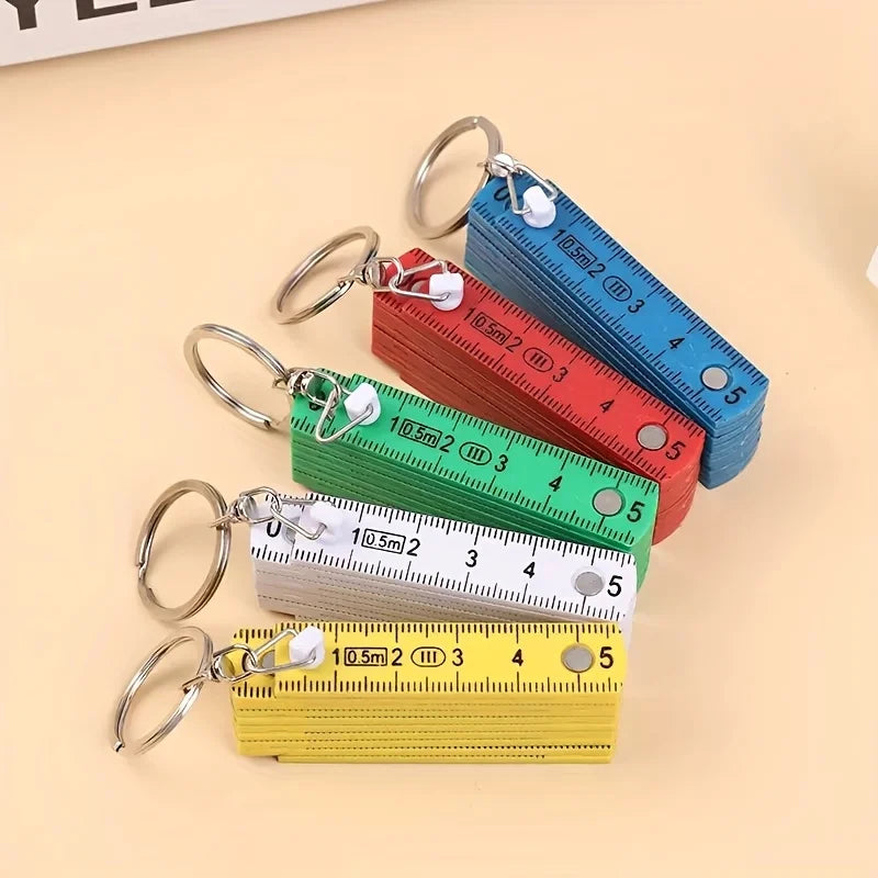 Mini Folding Ruler Keychain Portable Plastic Measuring Tape