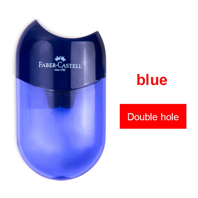 Faber Castell Cute Pencil Sharpener Double Hole with Container Plastic Student School Stationery Mini Manual Pencil Sharpeners