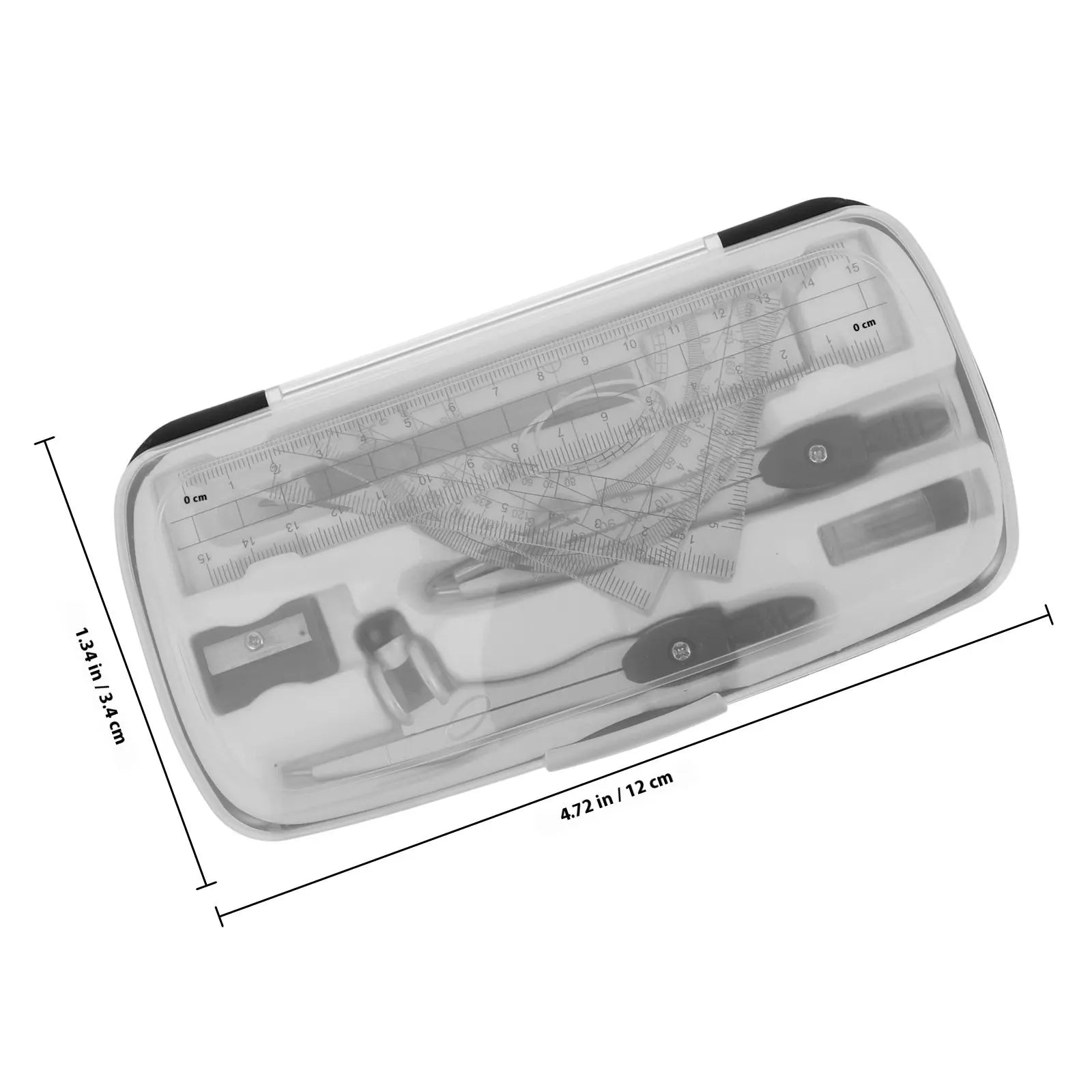 1Set Compass Protractor Ruler Set Plastic Alloy Drawing Kit for Students Math Class School Supplies Precision Measuring Tools