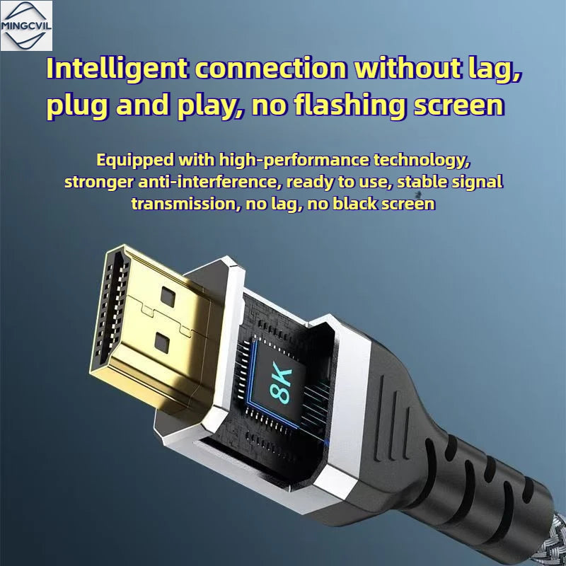MINGCVIL 48Gbps HDMI-compatible Cable 8K 60Hz 1m 2m 3m 5m HDMI-compatible 2.1 Cable 4K 120Hz HDR 3D Effect Video for HDTV PC