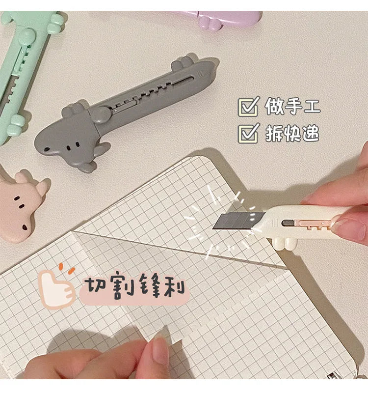 1Pcs Cartoon Cute Dog DIY Mini Multipurpose Pocket Folding Knife Letter Pen Envelope Opening Knife