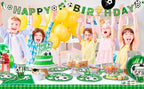 Soccer Party Decorations,113pcs Party Decorations&Tableware Set-Soccer Birthday Banner Balloons Whistle Keychain Plates etc