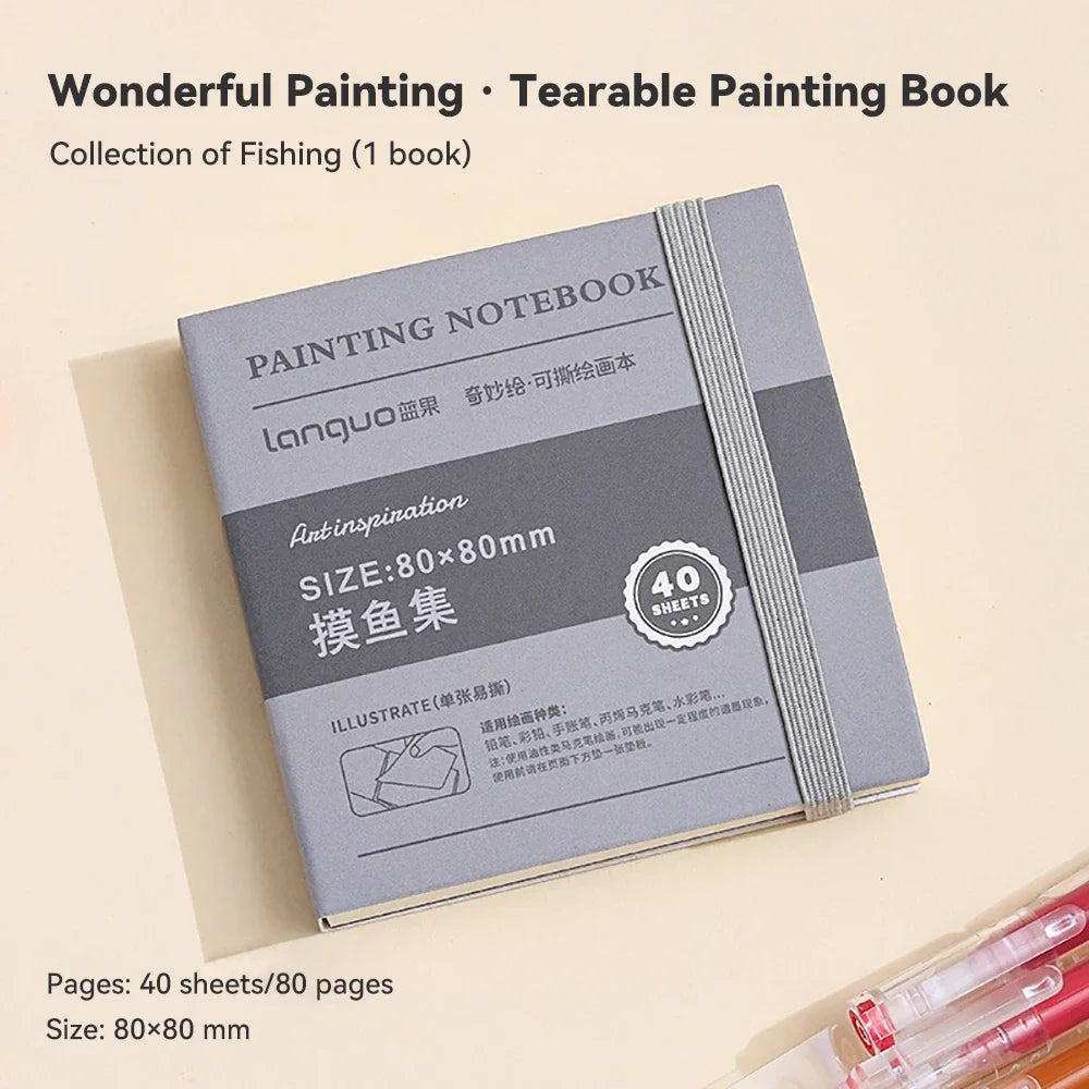 40sheet Tearable Drawing Notebook Sketchbook Handbook 250gsm Paper Mini Book for Watercolor Acrylic Marker Pen Gouache