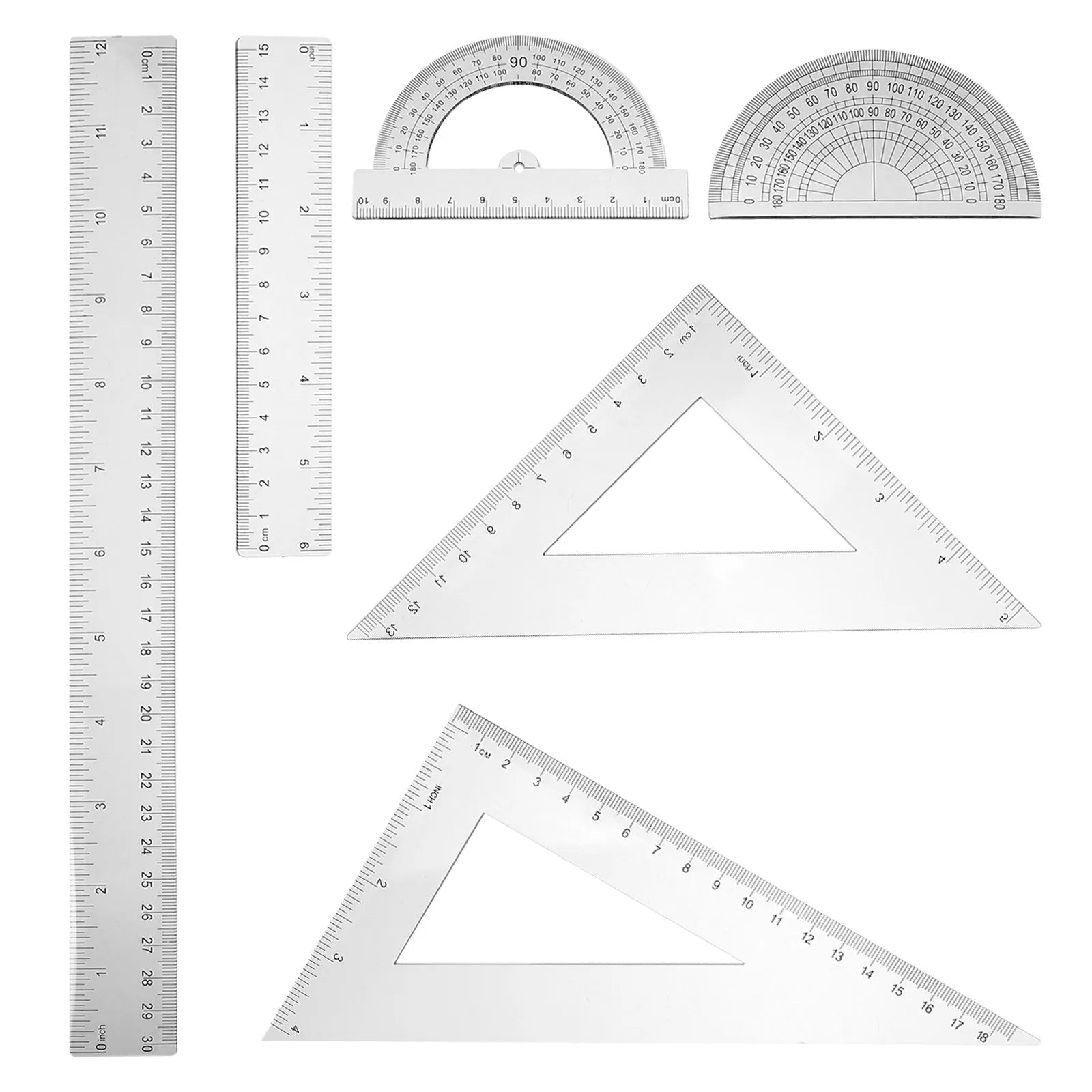 2Sets Math Geometry Tool Set Lightweight Portable Drafting Ruler Protractor Triangle Board Professional Measurement Tool for Art