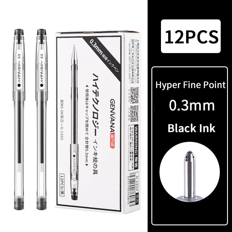 Hyper Fine Point，0.25mm,0.3mm,0.4mm，Gel Ink Pen， Black Ink,Smooth Writing for Teachers Office & School Supplies