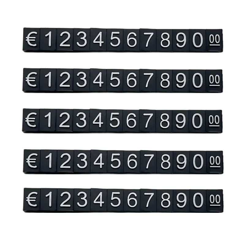 5 Sets Combined Price Tag Euro Dollar Number Digit Cubes Stick For Clothes Phone Laptop Jewelry Showcase Counter Price Display