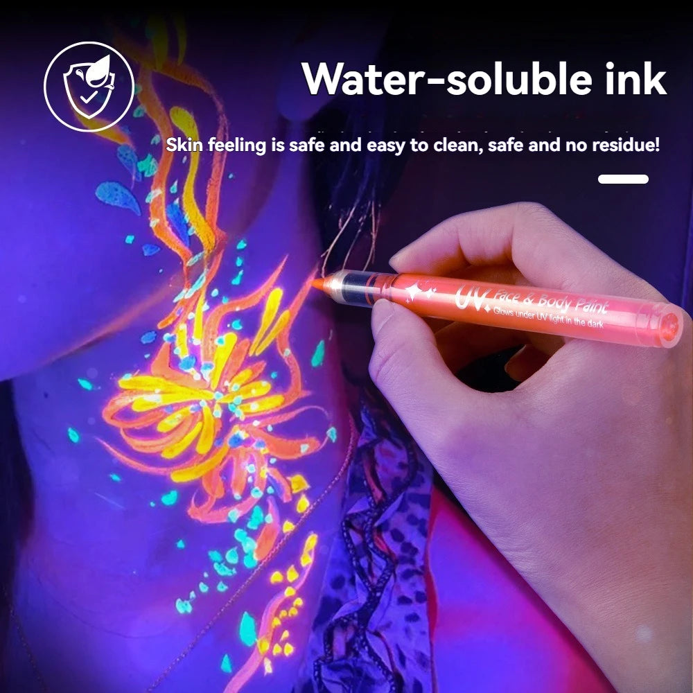 12-18 Colors Colorful Luminous Pen Set Human Face Paint Pen Student Children Painting Fluorescent Marker Glow-in-the-dark Pen