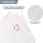 20 Pcs Envelopes With Cord Buckle,Super Thick A4 Size Plastic Folder With Extended Angle Braces,Reusable Clear Envelopes