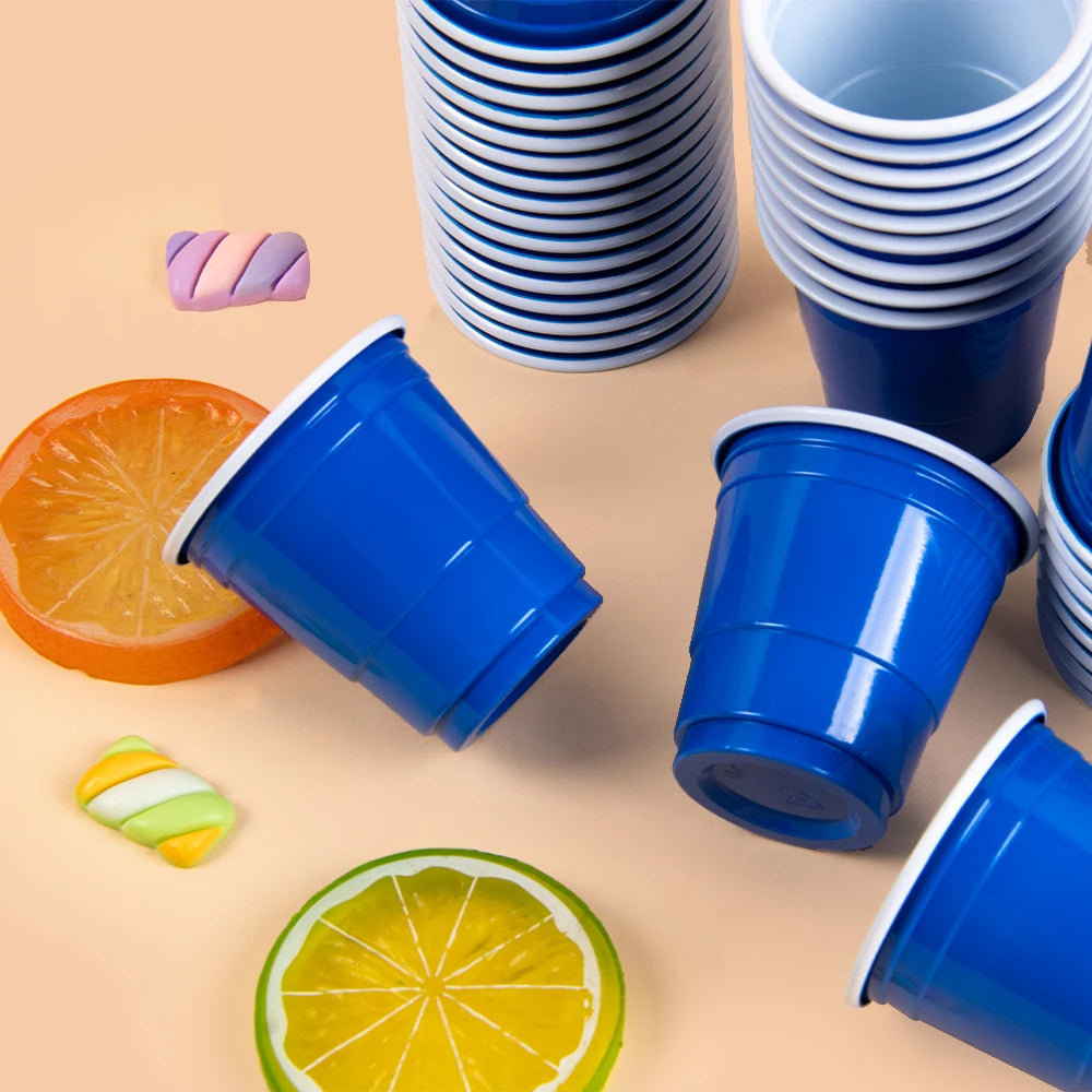 50pcs Mini Plastic Disposable Cups Drinking Cups Wine Cup for Celebration Bachelorette Party Events Wedding Birthday Supplies