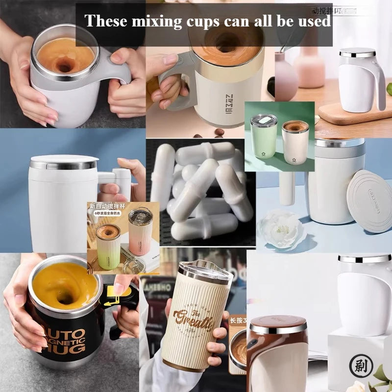 10 Piece Set of Automatic Stirring Cup Magnetized Circular Capsule Portable Cup Rotating Wheel Coffee Cup Magnetic Stirrer