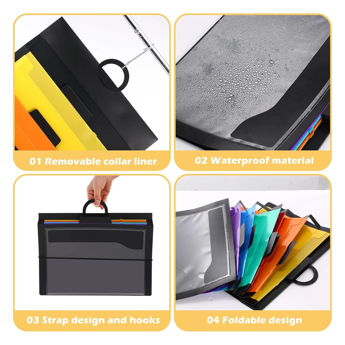Wall-Mounted Expandable File Folder Organizer — Portable Hanging File Storage Pocket with 6 Pockets