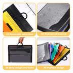Wall-Mounted Expandable File Folder Organizer — Portable Hanging File Storage Pocket with 6 Pockets