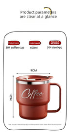 WORTHBUY 304 Stainless Steel Double Wall Insulated Coffee Cup With Handle Portable Students Leak-proof Water Cup Milk Coffee Mug