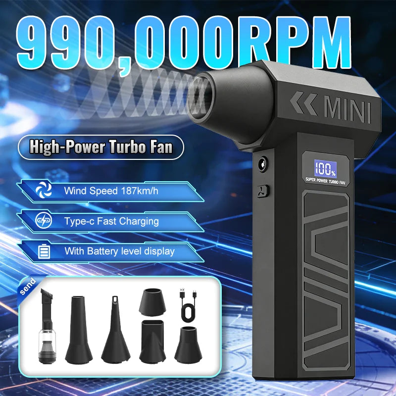 990000RPM X3T Air Blower 4 Gear Adjustable BrushlessTurbo Blower With Led Light Battery Display Cordless Compressed Air Duster
