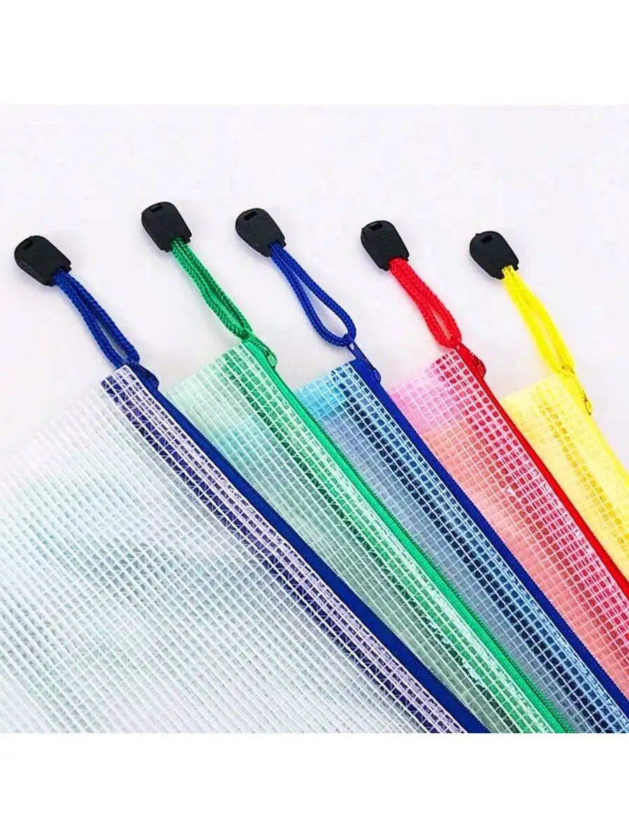 10pcs A4 zipper bag Multi-color waterproof plastic file bag Multi-purpose travel storage office supplies home organizing bag