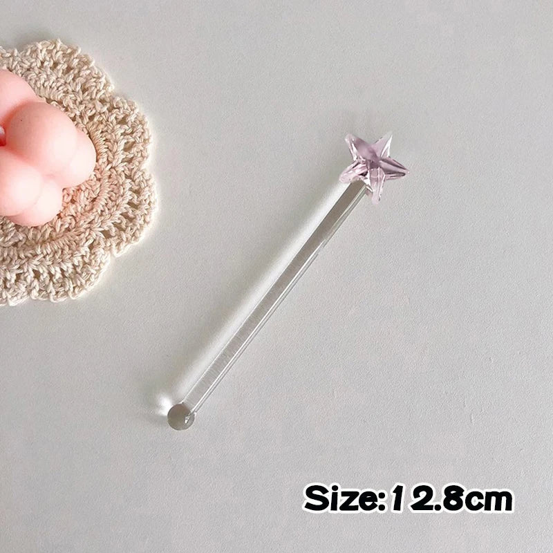 Glass Stirring Rod Moon Star Shape Stir Bar Coffee Cocktail Mixing Sticks Home Party Transparent Aesthetic Cocktail Muddler