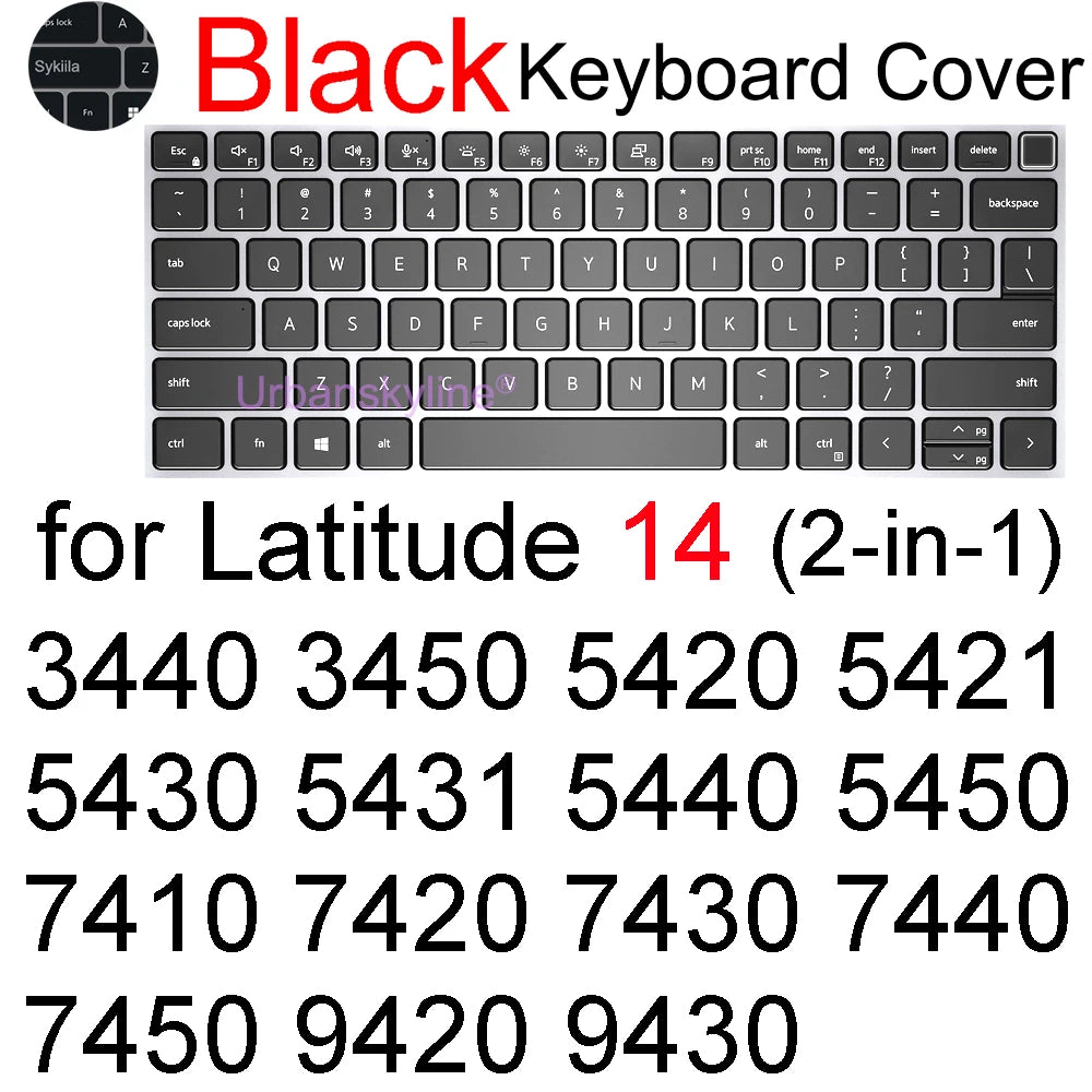 Keyboard Cover for Dell Latitude 14 7440 7450 7400 7404 7410 7414 7420 7424 7430 7480 7490 2 in 1 Silicone Protector Skin Case