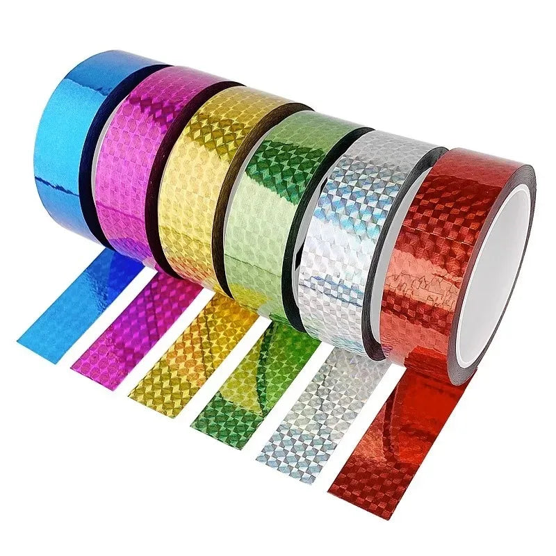30/50M Self-Adhesive Decorative Laser Tape DIY Glitter Party Gift Packing Home Decor Tape Hot Stamping Sticker Gold Silver Tape