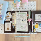 A6 Blue Three-Fold Loose-leaf Notebook PU Binder Photocards Collect Book Diary Agenda Planner Cover Stationery