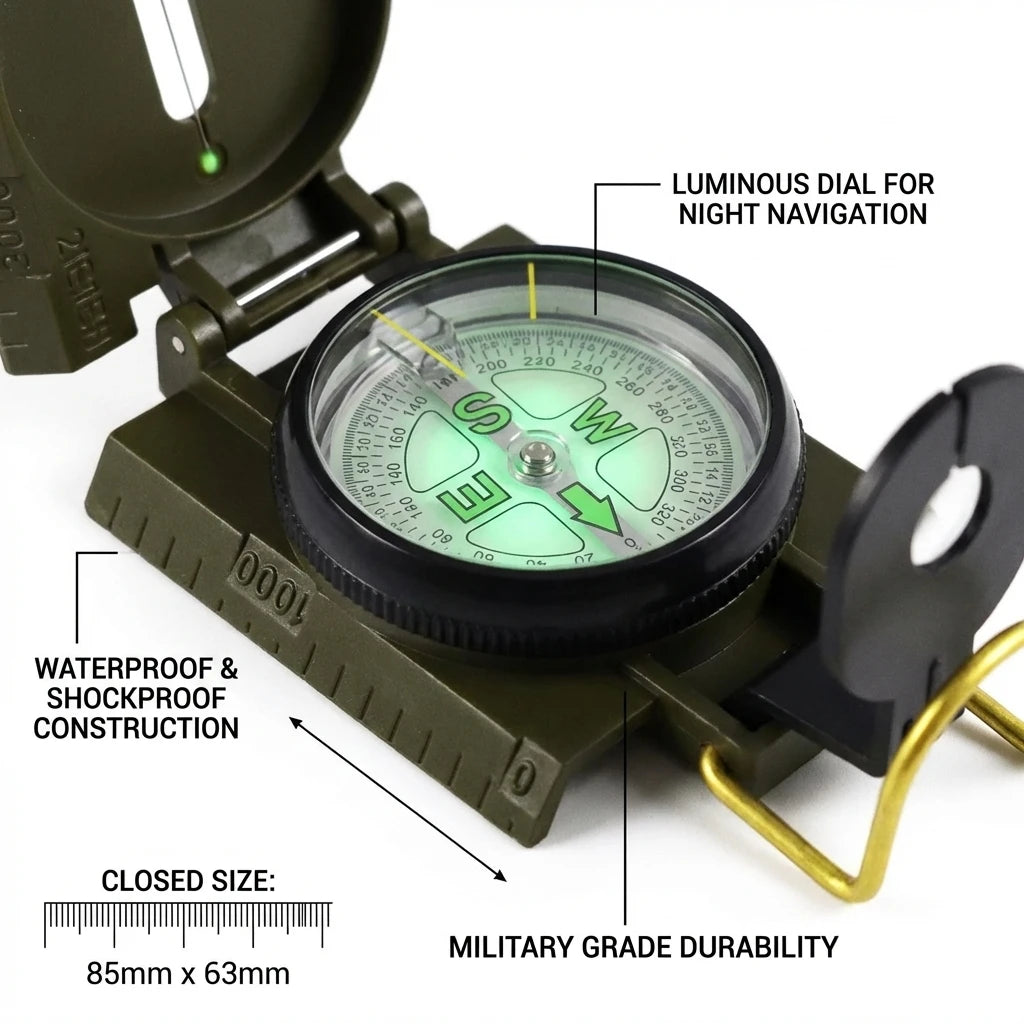 Professional Metal Compass High Precision Waterproof for Outdoor Sports Hiking Mountaineering Military Army Gadget