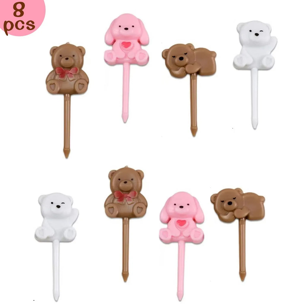 Kids Lunch Bento Box Accessories with Silicone Cupcake Liners for Baking and Small Animal Food Toothpicks Fruit Forks