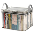 Foldable Transparent Storage Organizer Box Collapsible with Handle for Books Toys Office Supplies Dorm Classroom Home
