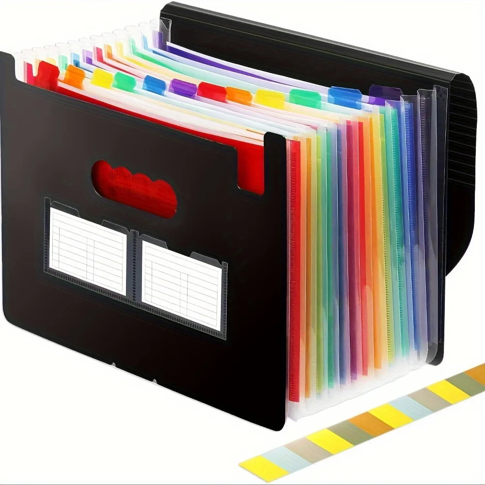 Expanding File Folder, 13/24 Pocket Accordion A4 Letter Size Portable Document Organizer with Colored Tabs，For students
